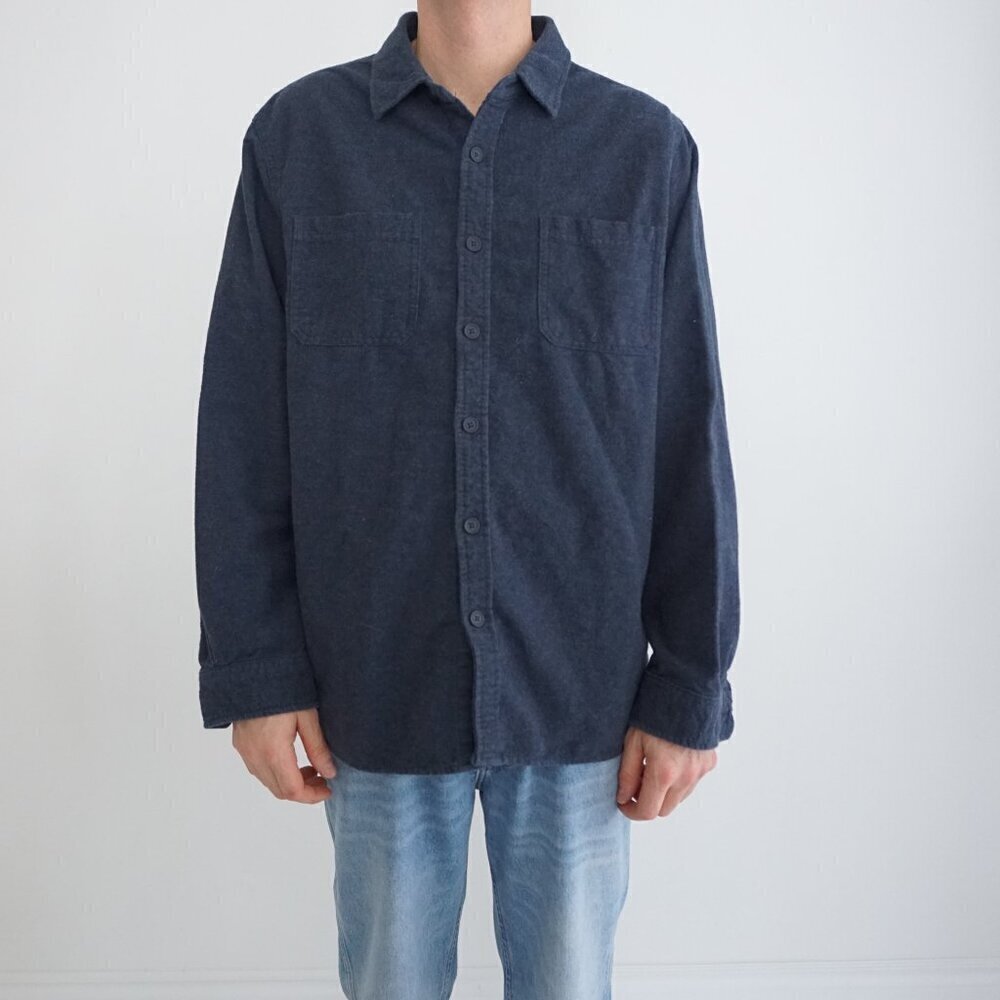 Vintage Stone Cast Navy Heavyweight Cotton Outdoor Button Up Shirt Size XL